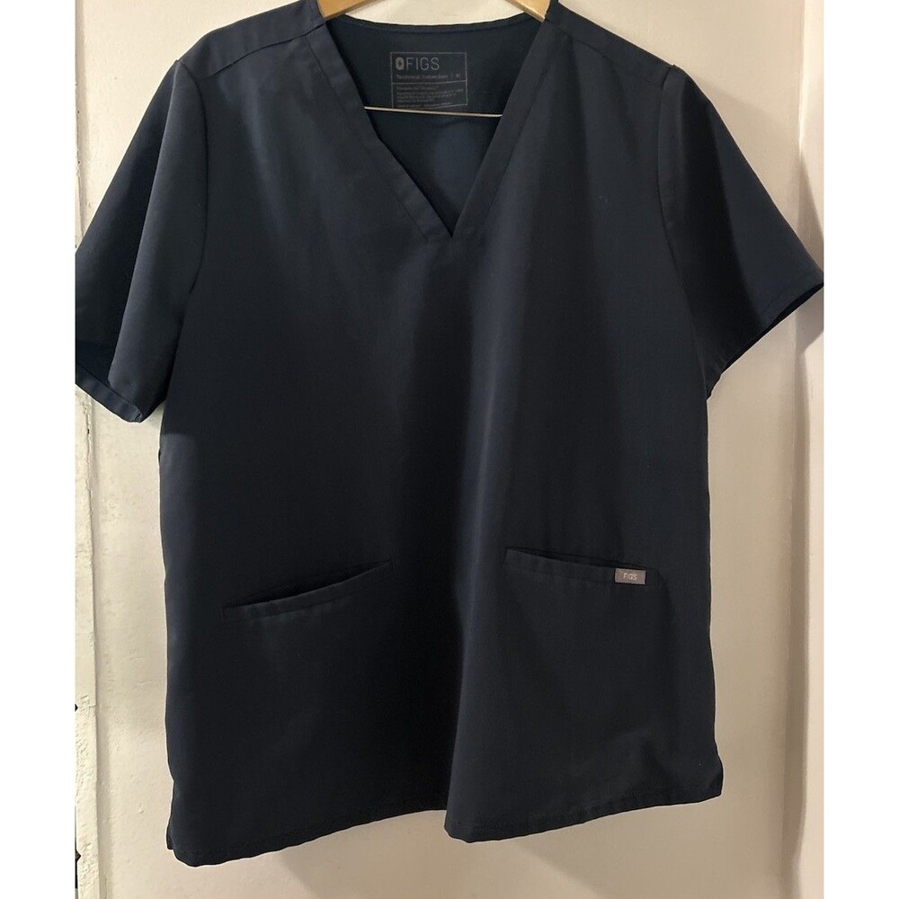 Figs Technical Double Front  3 Pocket Scrub Top Sz XL Blue “ Threads For Threads